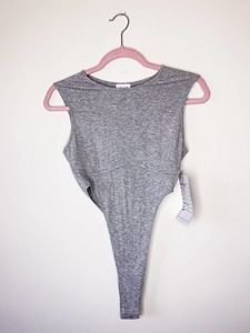 NWT Le Lis High Rise Heather Gray Ribbed Bodysuit Size Small